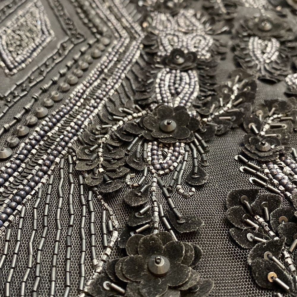 Sally LaPointe Black Beaded Embellished Formal Tank Crop Top Whimsigoth Couture - Picture 7 of 16
